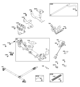 Fuel Supply Group Diagram and Parts List for 61E377-0155-J1 400000 - 699999 Briggs and Stratton Engine